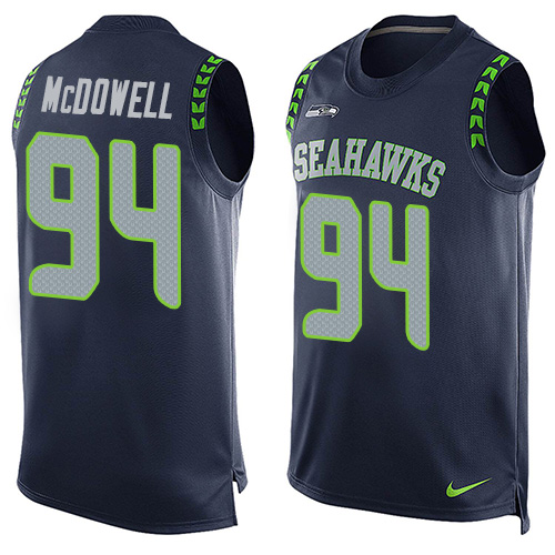 Nike Seahawks #94 Malik McDowell Steel Blue Team Color Men's Stitched NFL Limited Tank Top Jersey - Click Image to Close